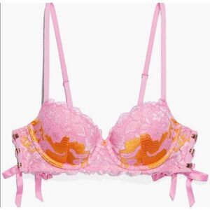 Savage x Fenty LACE'D UP PADDED LOW BALCONETTE BRA size 32D Pink